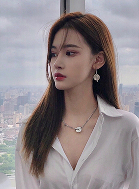 买手店abyb charming黑胶唱片项链耳环钉饰品金银色 新款