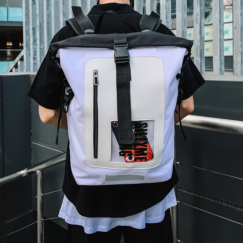 吉业重工男工装卷边防盗个性登山包 仟仁狮双肩背包