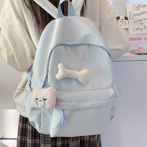 蓝色书包女生小学生超轻出游儿童女孩双肩包初中生女童轻便小背包 - 图0