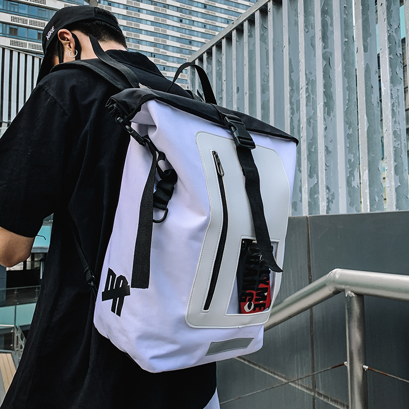 吉业重工男工装卷边防盗个性登山包 仟仁狮双肩背包