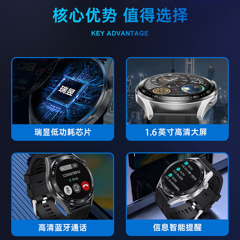 新款GT4智能手表watch4华强北GT4pro顶配1.6寸屏无线充NFC多功能 - 图1