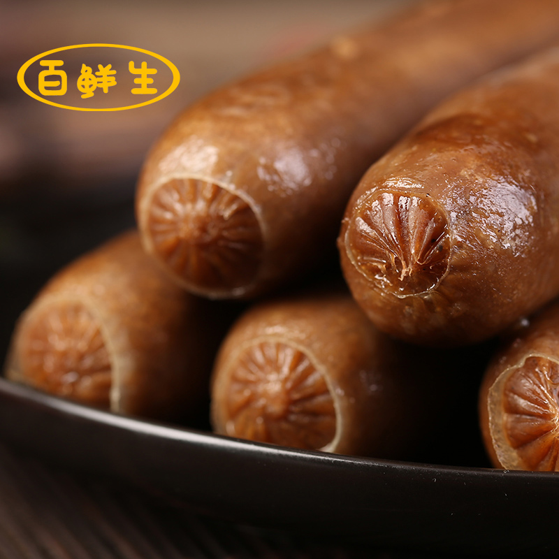 百鲜生旗舰店台湾风味黑鸭香肠烧烤油炸肉肠香肠热狗手抓饼黑鸭烤肠1.5kg1