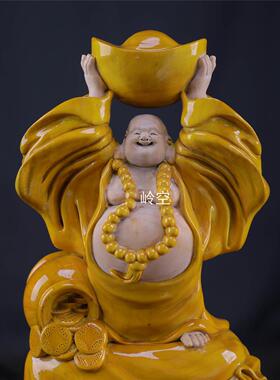 金丝楠木弥勒实木雕刻人物摆件中式家居客厅玄关装饰工艺品