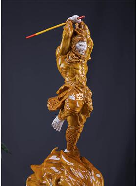 金丝楠木齐天大圣实木雕刻吉祥摆件中式家居客厅玄关装饰工艺品