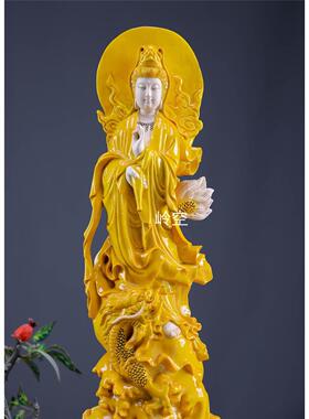 金丝楠木观音实木雕刻人物摆件中式家居客厅玄关装饰工艺品