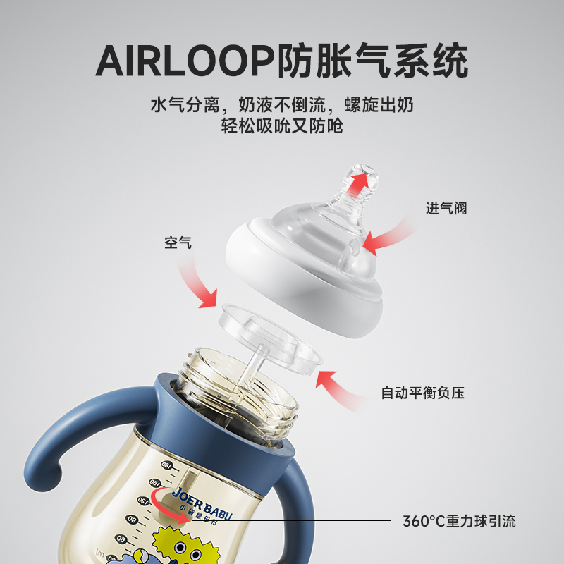 小袋鼠巴布奶瓶婴儿新生专用PPSU防胀气水杯0一6个月以上宝宝喝奶,淘宝优惠券,粉丝福利购,淘宝优惠卷