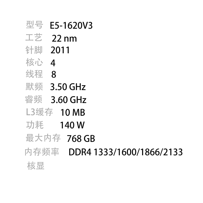 E5-1620 v3/1630/1650/1660/1680/E5-2603 v3/E5-2609 v3  CPU - 图0