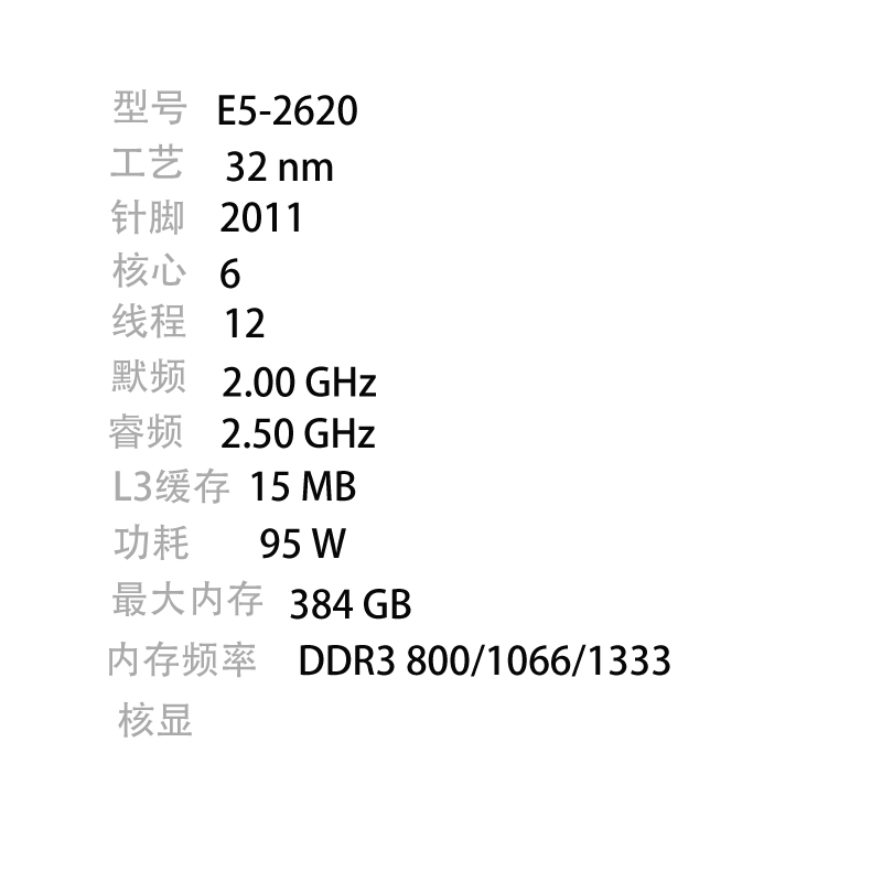 E5-2603/2609/2620/E5-2630/E5-2630L/E5-2637/E5-2640/E5-2643-图2