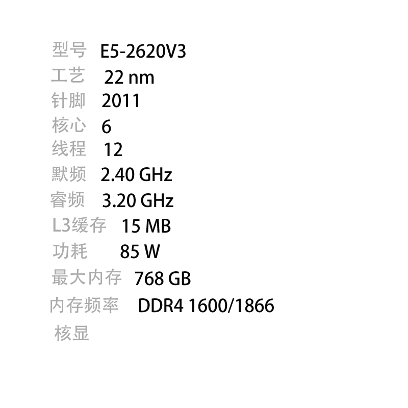 E5-2620 v3/2623/2630/2630L/2637/2640/2643/2650/2650L/2660 - 图0