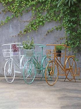 创意店铺橱窗装饰拍摄落地摆件道具家居饰品自行车服装店铁艺花架