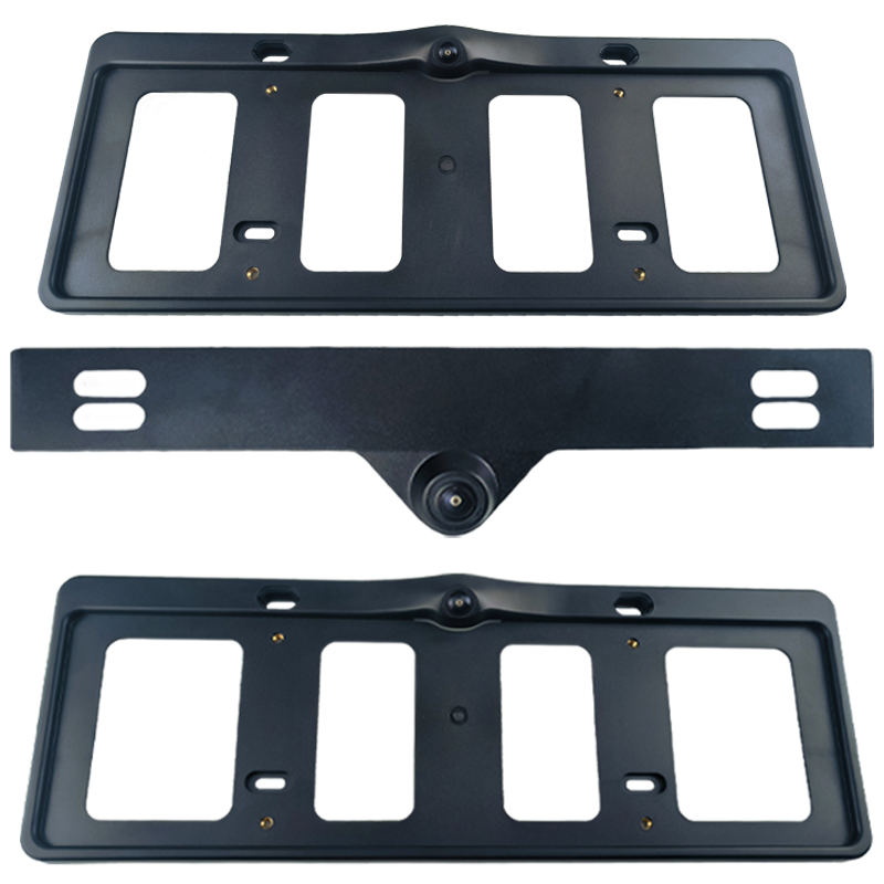 Universal front view camera non-destructive installation license plate frame