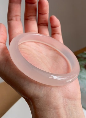 百搭基础女玛瑙藕粉白手镯