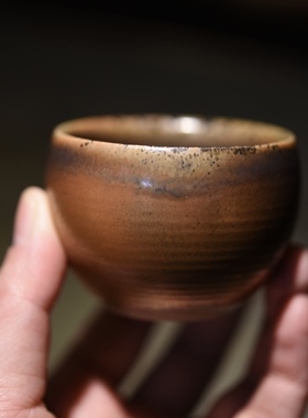 柴烧茶杯 台湾吴金维老师手工陶土主人圆茶杯博茶堂 陶瓷茶具包邮