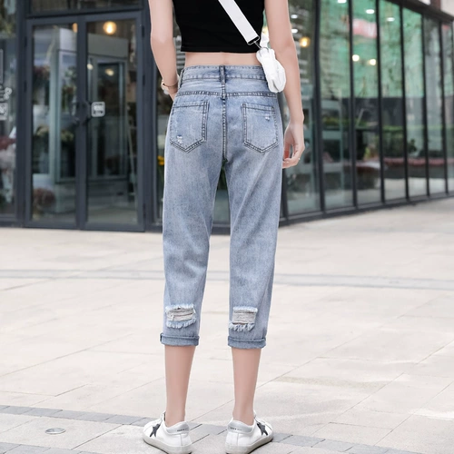 Джинсы, весенние летние штаны, популярно в интернете, высокая талия, подходит для подростков, свободный крой
