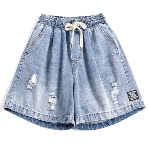 Летние штаны, джинсовая юбка, шорты, высокая талия, эластичная талия, свободный крой