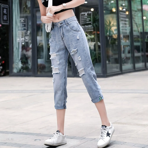 Джинсы, весенние летние штаны, популярно в интернете, высокая талия, подходит для подростков, свободный крой