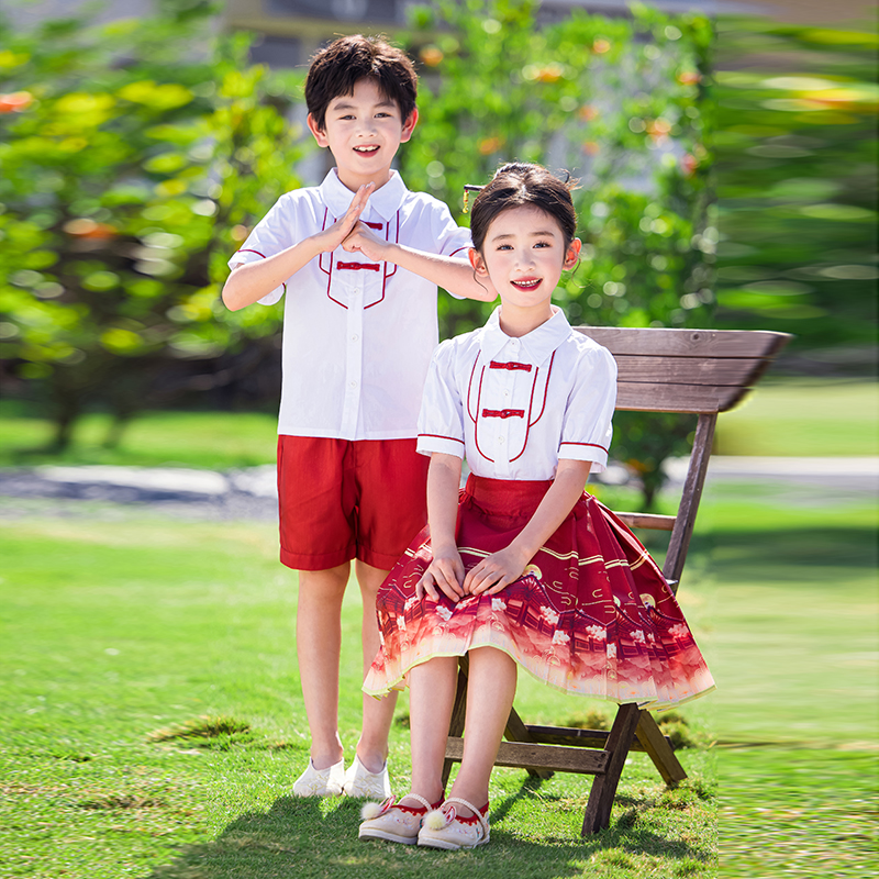 六一儿童演出服小学生班服夏季马面裙汉服幼儿园服合唱朗诵表演服