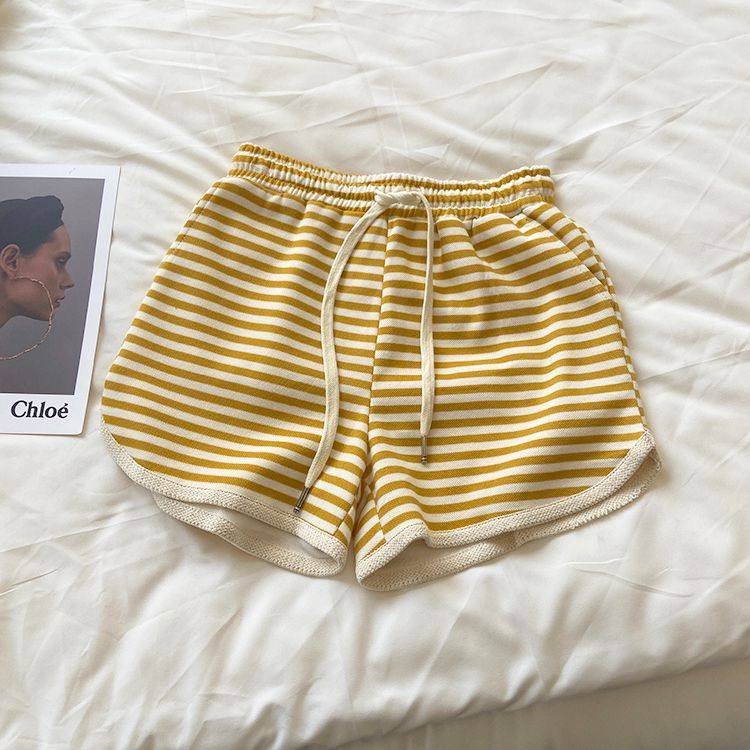 条纹短裤女潮ins夏季高腰设计感外穿宽松阔腿a字显瘦运动休闲热裤,淘宝优惠券,粉丝福利购,淘宝优惠卷