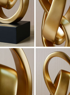现代简约抽象金色几何摆件