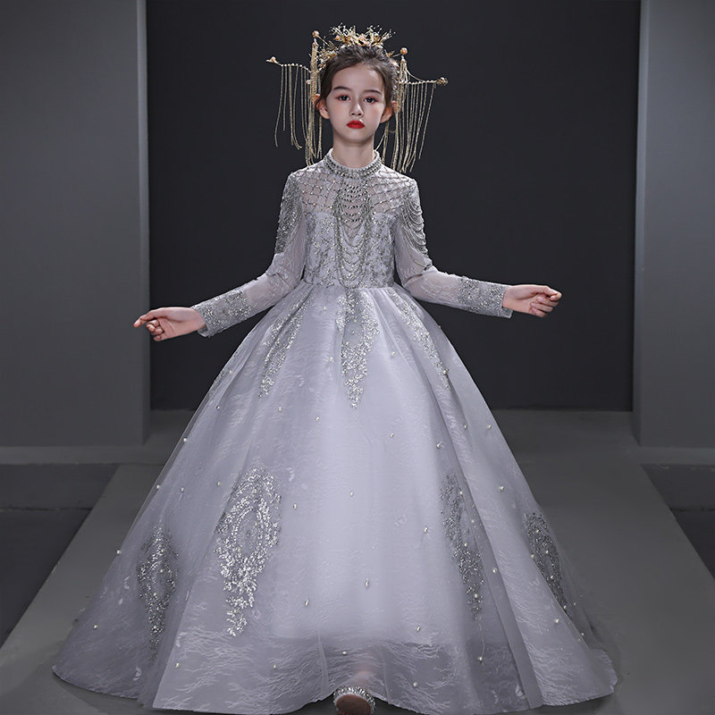 儿童礼服公主裙女童2025新款气质女孩主持时尚长袖钢琴演出服高端,淘宝优惠券,粉丝福利购,淘宝优惠卷