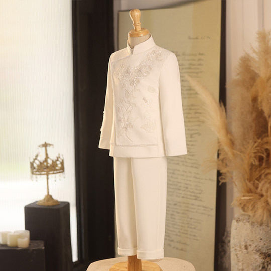 儿童西装套装中式主持人服装小礼服男童西服走秀中大童钢琴演出服