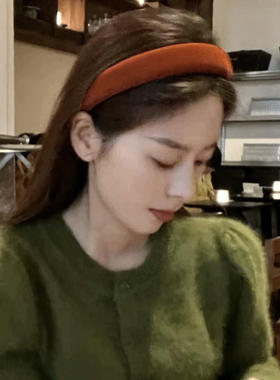 温柔南瓜色巨显白！焦糖丝绒发箍高颅顶氛围简约百搭头箍海绵发卡