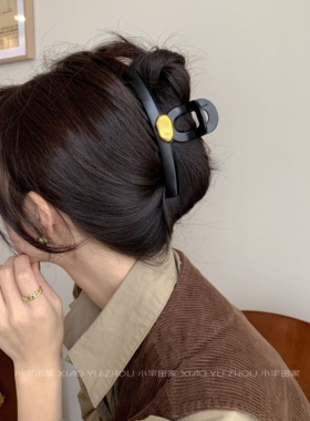 轻奢黑金法式金标抓夹大号气质高级感哑光金属盘发抓韩系鲨鱼夹女