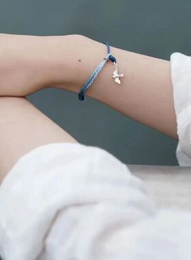 「自游自在」中古风蓝色小鱼半镯手链精致复古感小众设计手饰