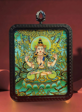 藏式文殊菩萨唐卡吊坠送礼