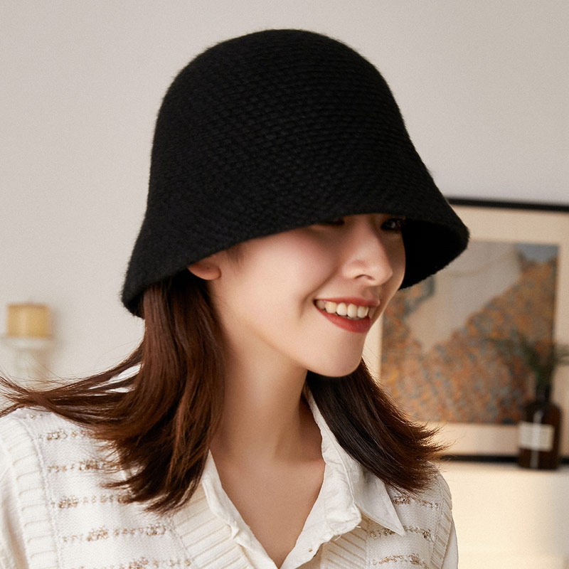 秋印 羊毛渔夫帽子女纯色圆顶盆帽秋冬保暖韩版针织帽逛街显脸小,淘宝优惠券,粉丝福利购,淘宝优惠卷