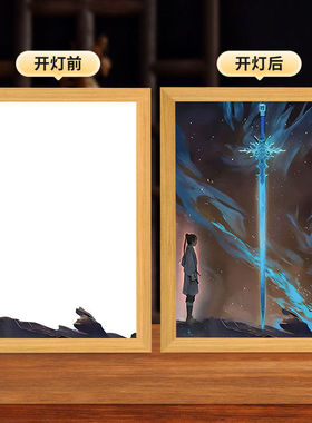 剑来灯光画陈平安可定制动漫diy摆件床头礼物创意发光画氛围夜灯