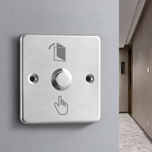 86型门禁按钮小区酒店电梯出门开关不锈钢常开门禁自动复位开关 - 图0