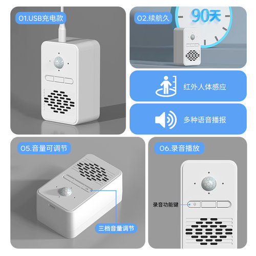 门铃感应器店铺进门欢迎光临语音播报器超市门口迎宾智能感应门铃 - 图1