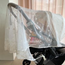 Korea ins stroller mosquito nets full cover style universal baby embroidery gauze trolley Summer anti-mosquito cover breathable