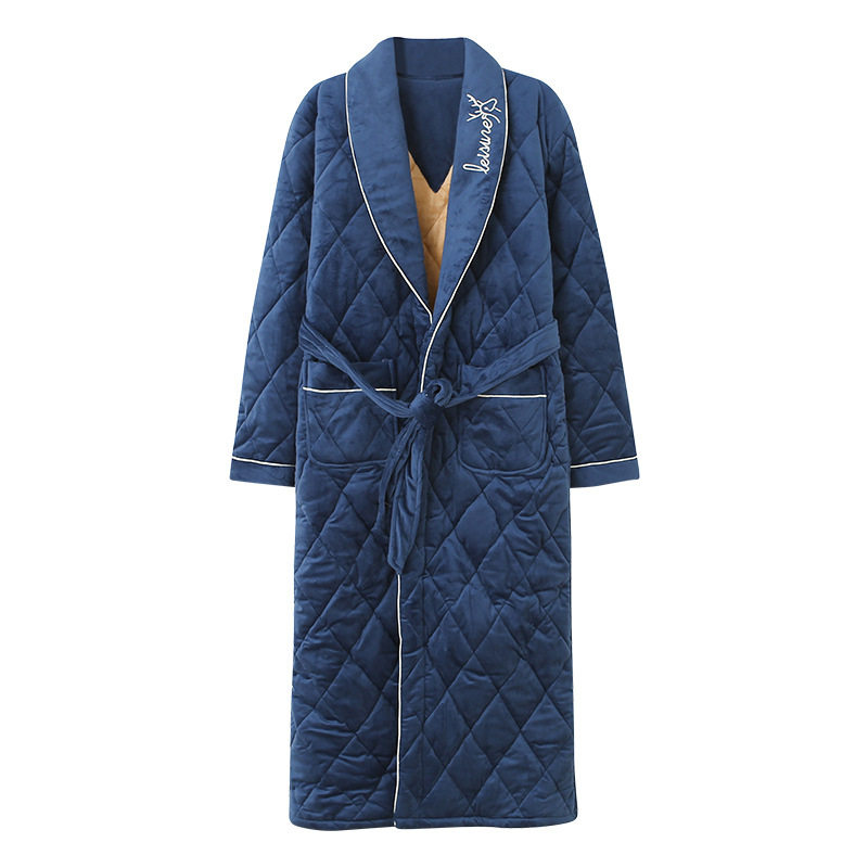 冬加厚加绒三层夹棉保暖棉袄睡袍 jonesshark睡衣/家居服套装