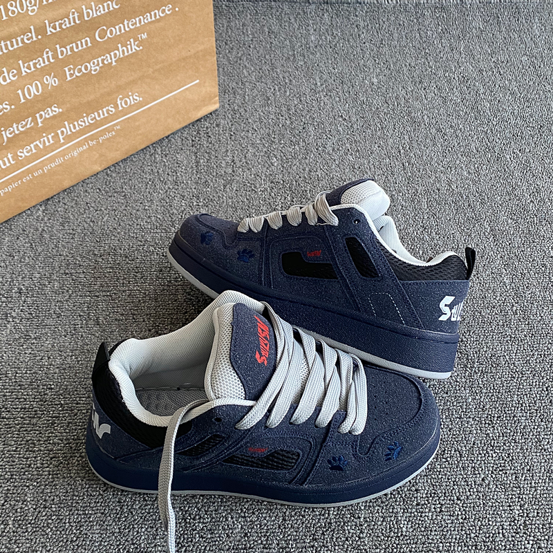 港风复古深蓝色面包鞋男ins潮2026春季新款情侣百搭运动休闲板鞋,淘宝优惠券,粉丝福利购,淘宝优惠卷