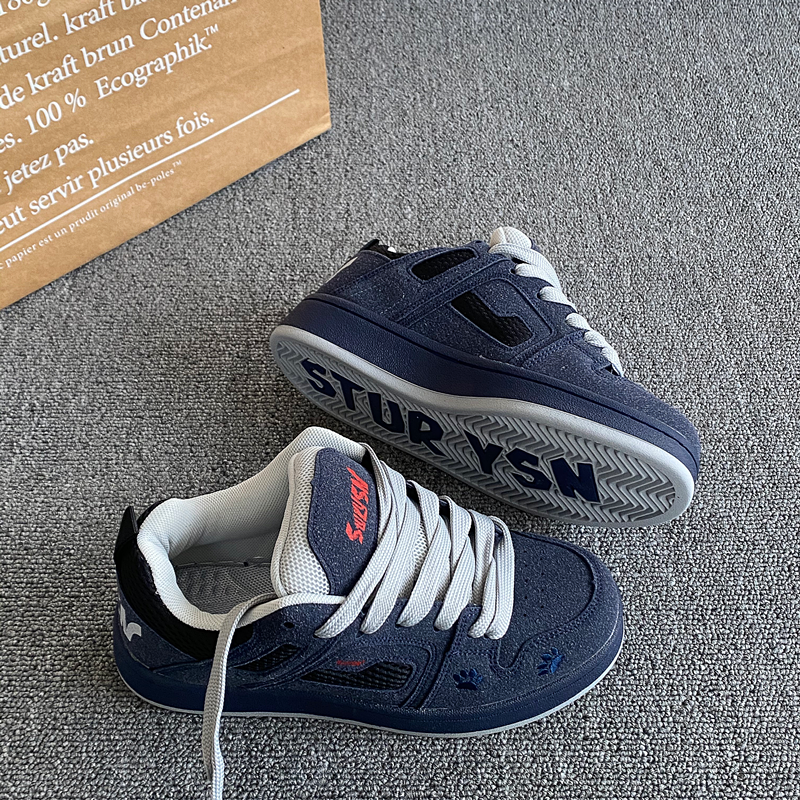 港风复古深蓝色面包鞋男ins潮2026春季新款情侣百搭运动休闲板鞋,淘宝优惠券,粉丝福利购,淘宝优惠卷