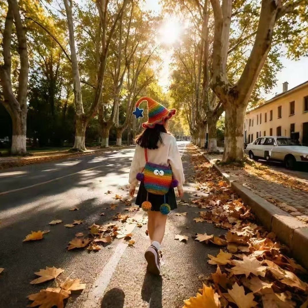 【成品】精灵帽毛花边虹花边毛线钩织成品出片女巫帽秋冬儿童,淘宝优惠券,粉丝福利购,淘宝优惠卷