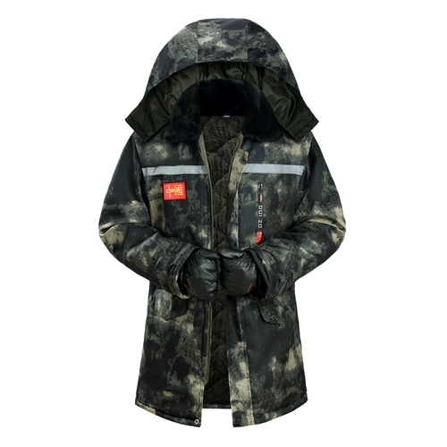 Зимняя камуфляжная куртка, флисовый водонепроницаемый длинный ветрозащитный пуховик, увеличенная толщина, средней длины