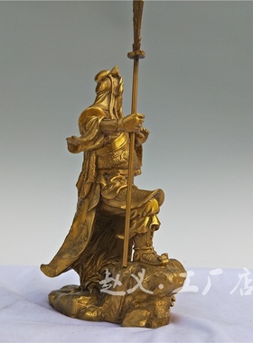 黄铜关公黄铜站关公像立刀关公摆件黄铜提刀关公家居装饰关羽摆件