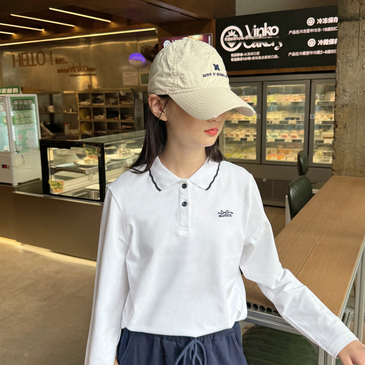 儿童长袖POLO衫女童翻领长袖t恤2025秋装新款女童花边领纯棉上衣,淘宝优惠券,粉丝福利购,淘宝优惠卷