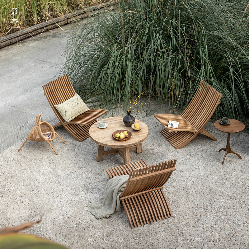 叕木|进口柚木户外折叠椅设计师躺椅阳台休闲椅户外折叠凳边几,淘宝优惠券,粉丝福利购,淘宝优惠卷