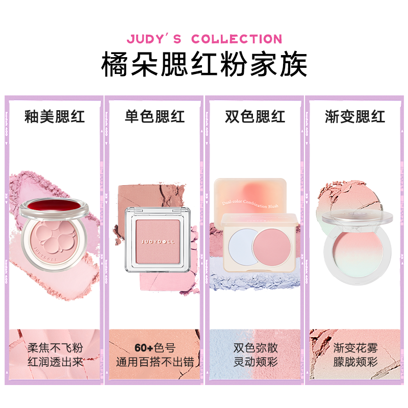 跨品2件85折【刘浩存同款】Judydoll橘朵单色腮红高光修容腮红膏