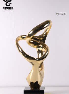 抽象电镀雕塑酒店现代大摆件树脂家居饰品艺术品金属简约工艺品
