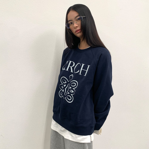 roaringwild a arch 咆哮野兽 圆领宽松印花毛圈上衣纯棉男士卫衣 - 图0
