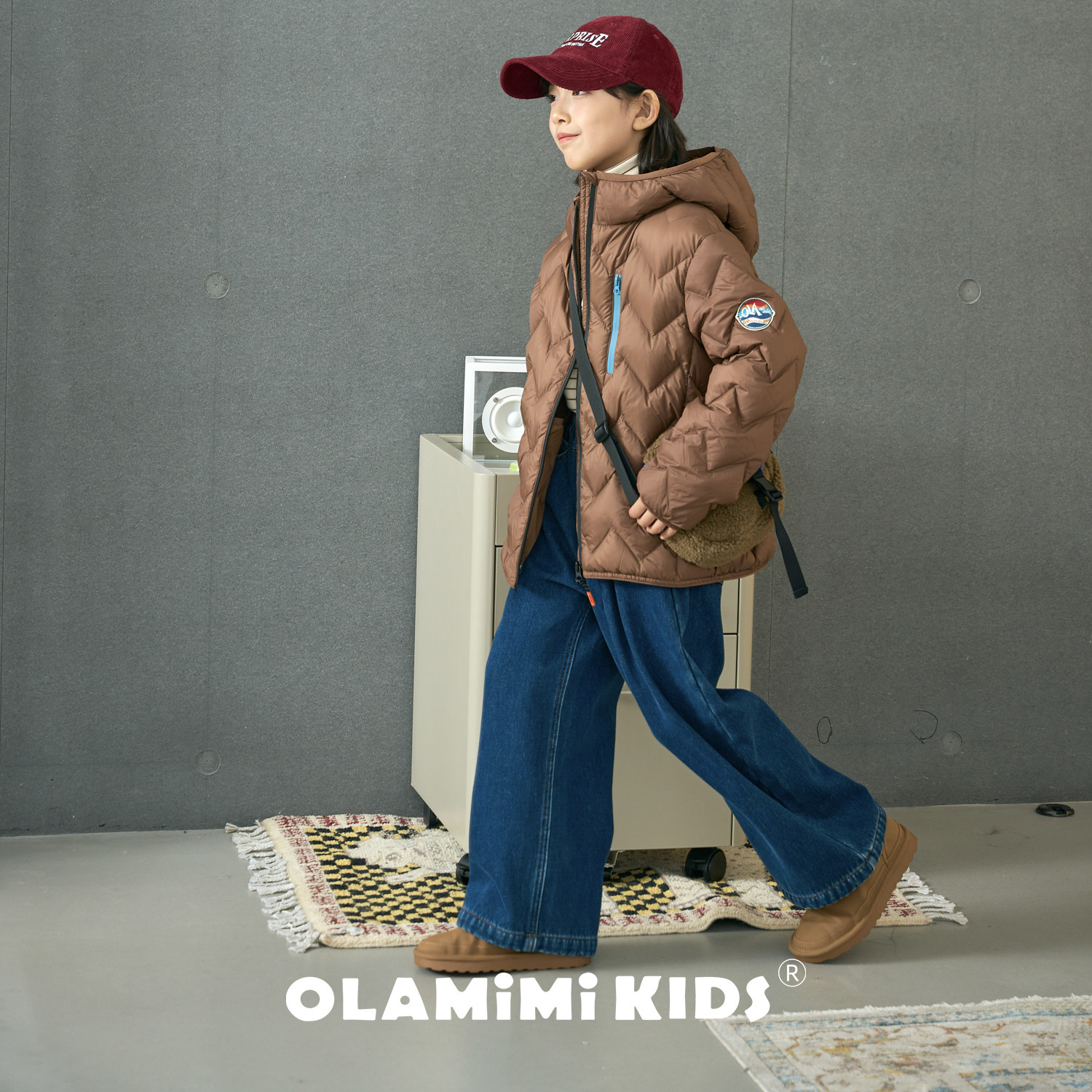 OLAMIMI儿童亲子2025冬三色防风蓬松几何波浪绗缝连帽羽绒服外套,淘宝优惠券,粉丝福利购,淘宝优惠卷