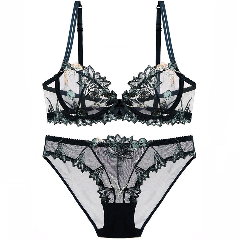少女内衣性感聚拢蕾丝花边透视文胸 莉熙朵文胸套装