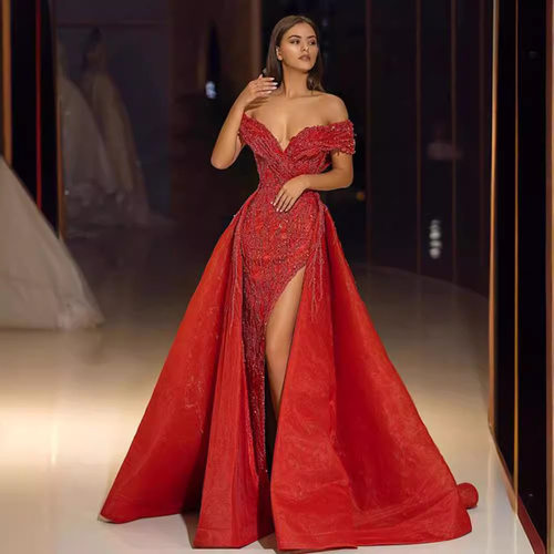 grand display sexy long skirt trailing banquet evening gown - 图1