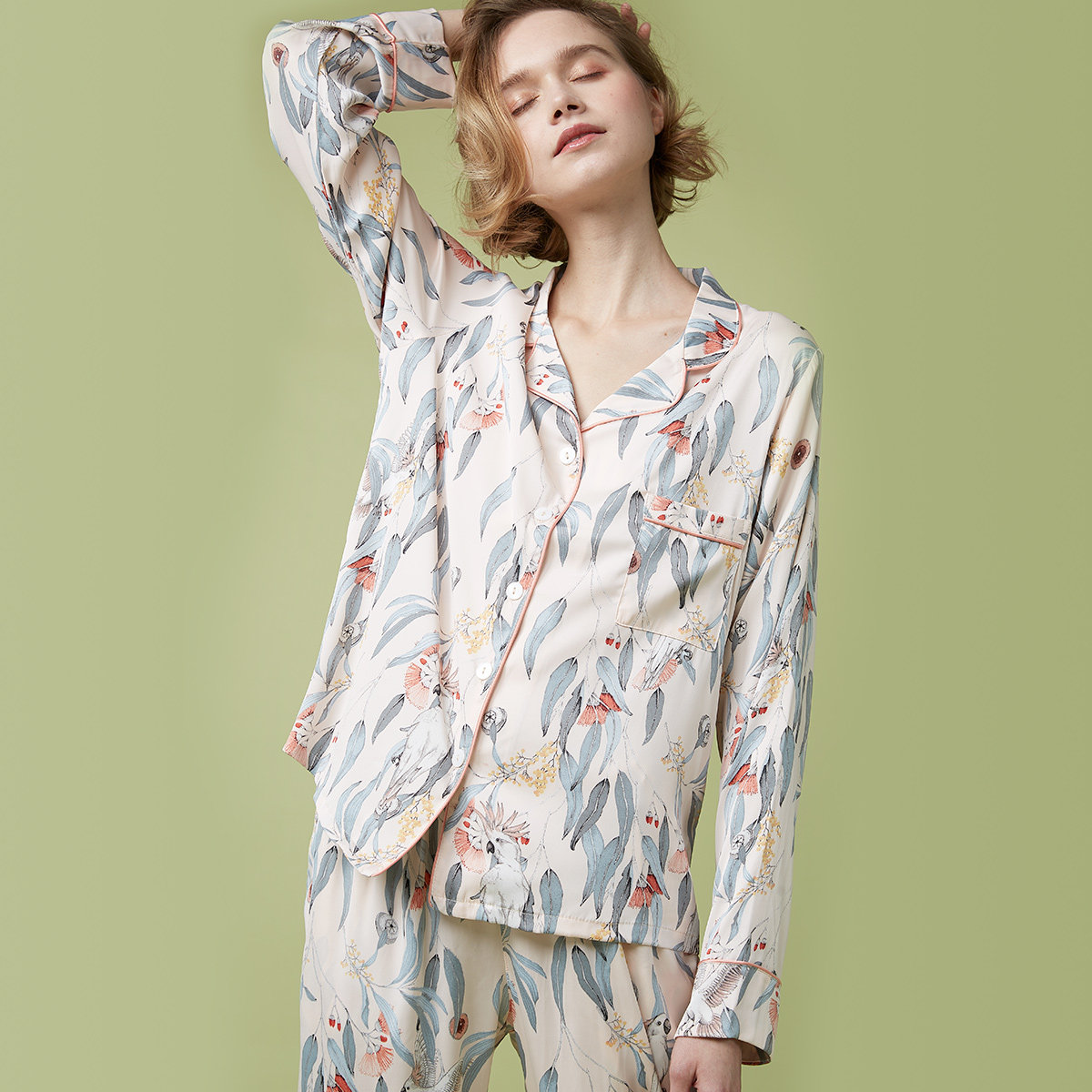 pjm新款春秋款冰丝高级感长袖睡衣 PJM睡衣/家居服套装