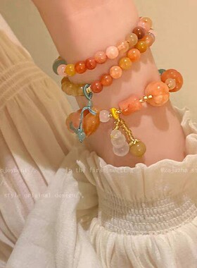 A「她非池物」金丝玉手串~南瓜珠串珠手链禅意古风高级感手饰